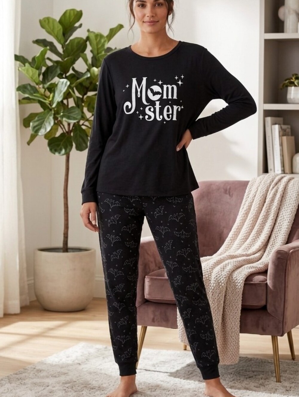 Maurices Black 'Momster' Women's Pajama Set